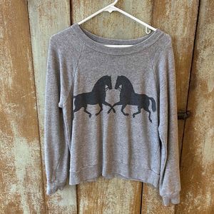 Jcrew Womens Gray horse Graphic Pullover Sweatshirt Size Medium